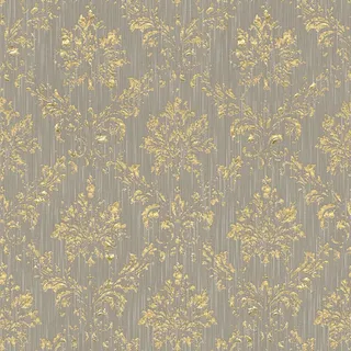 Bricoflor Barock Textiltapete Grau Gold Ornament Vliestapete mit Textil Muster Edel Elegante Glitzer Tapete mit Metallic Effekt für Ess und Wohnzimmer