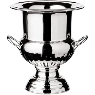 EDZARD Flaschenkühler Queen Anne (Ø 23 cm) schwerversilbert - Champagner Kühler, Sektkühler - Getränkekühler für 1 Flasche - Schale für Wein, Sekt & Eiswürfel - Weinkühler mit Griffen