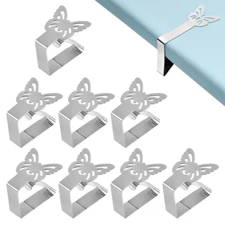 Nevoluxer 8 Stück Tischtuchklammern Outdoor– Schmetterling-Motive Edelstahl, Rostbeständig & rutschfest, Winddicht für Tischdecken bis 3.5 cm Dicke, Ideal für Garten & Terrasse