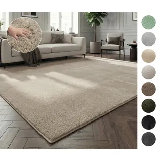 OTTO home Teppich Cali, in Standard- und Premium-Qualität, 13 mm oder 16 mm Höhe, rechteckig, Uni-Farben, kuschelig, & weich, waschbar, Wohnzimmer, Schlafzimmer beige 180 cm x 230 cm