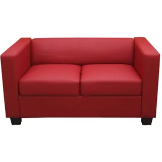 Mendler Couch Leder 2-Sitzer Rot