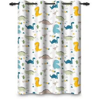 ggaimwf 117x183cm Dinosaurier-Cartoon Verdunkelungsvorhang für Kinderzimmer Niedlicher Dino Tierdruck Ösenvorhänge Thermo Tüllenvorhänge Raumteiler Fenstervorhänge für Baby-Spielzimmer,1-Einzelpaneel