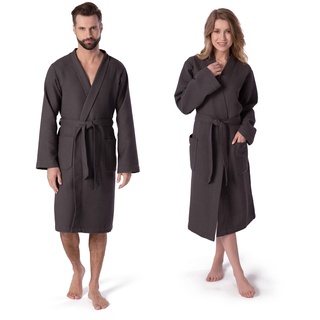 Möve Homewear Kimono Waffelpiquée in Gr. XL aus 100 % Baumwolle, graphite
