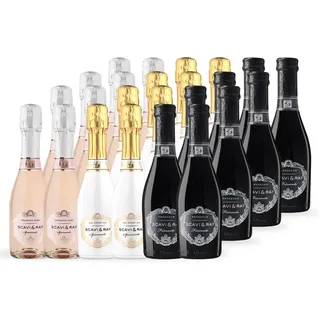 SCAVI & RAY Piccolo Mix Set Perl- & Schaumwein 3 Sorten - 24x0,2l | Mix aus Ice Prestige Spumante, DOC Frizzante und DOC Rosé Spumante aus Italien, prickelnder Genuss für jede Gelegenheit