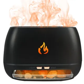 2-in-1 Aroma Diffuser, 200ML Luftbefeuchter Duftlampe Elektrisch, Duftöl Diffuser Automatische Abschaltung, Defuser Luft Aroma Öle mit Diffuser Ätherische Öle Flamme, 7 Farben LED