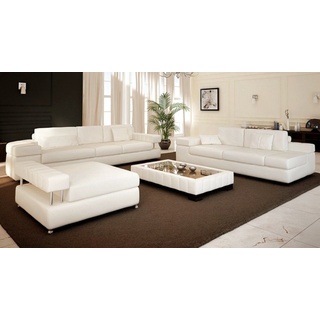 JVmoebel Sofa Weiße Ledersofa 3+2+1 Sitzer Garnitur Designersofa Sofa Textil, Made in Europa weiß