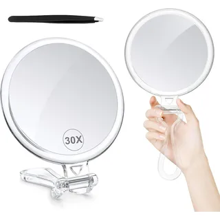 Kosmetikspiegel Mit 30-facher Vergr√∂ßerung, Doppelseitig (1x/30x), Handspiegel Mit Griff ‚Äì Kosmetikspiegel Für Reisen, Augenbrauenformen Und Make-up