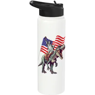 Dino Freiheitsstatue reitet Dinosaurier Stainless Steel Insulated Water Bottle