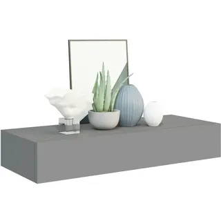 vidaXL Wandregal mit Schublade Grau 60x23,5x10 cm MDF