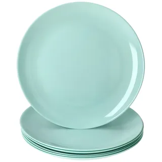 6er Set Mint flache Speiseteller aus Glas Ø 24,4 cm Grillplatte modern