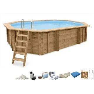 Holzpool 6,40 X 4,00/1,38m, Filteranl.