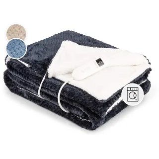 Klarstein XL Elektrische Kuscheldecke, Heizdecke mit Abschaltautomatik, 180x130 cm Elektrische Wärmedecke Maschinenwaschbar, Doppelseitige Heizdecke für Bett & Sofa, Wärme Decke mit 9 Heizstufen