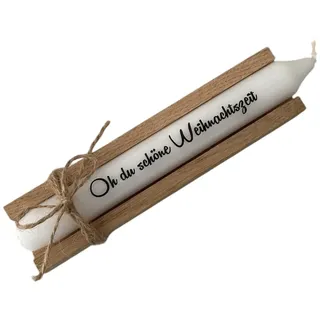 AWASG Adventskerze mit Spruch - Kerze Weihnachten - Geschenkkerze Weihnachtskerze Adventszeit - Stabkerze mit Kerzentattoo Oh du schöne Weihnachtszeit