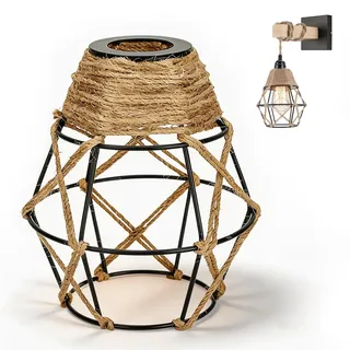 Lampenschirm, Rattan Lampenschirme Boho, Ersatzschirm Zubehör, für E27 | Die Rattanstruktur sorgt für eine Gleichmäßige Lichtverteilung, Geeignet für E27-Lampenfassungen