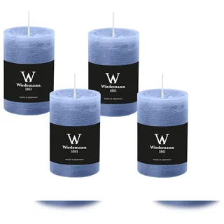 Wiedemann Kerzen Rustik-Kerze 100 x 68 mm 4 Stück blau/grau