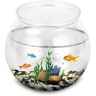 Qcwwy Kunststoff-Fischs Chale, Anker Hocking Klassische Trommel Stil Fischs Chale Klare Goldfisch-Schüssel für Betta Fisch Goldfisch Pflanze Mini Aquarium für Dekor Schlafzimmer (Mini-Größe)