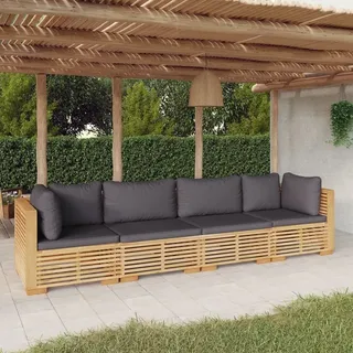 Ankonbej 4-tlg. Garten-Lounge-Set mit Kissen Massivholz Teak