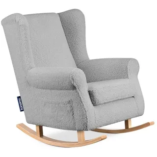 KONSIMO® Schaukelsessel TULES Stillsessel, Schaukelstuhl mit Buchenholzgestell, mit Tasche für kleine Gegenstände grau