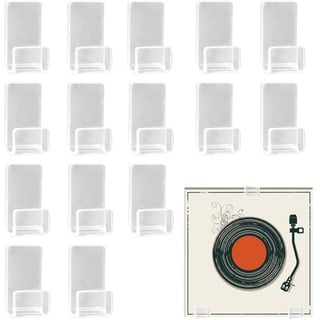 duozoanz Schallplatten Halter Wand, 15er Set Vinyl Records Wandhalterung Ohne Bohren Schallplattenständer Acryl Wandregal Rahmen für Vinyl Records LP CD, Transparent