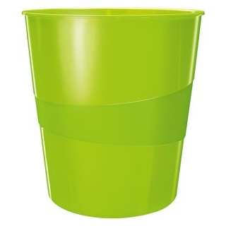 Leitz Papierkorb WOW 5278-10-54 Duo Colour, grün, rund, aus Kunststoff, 15 Liter