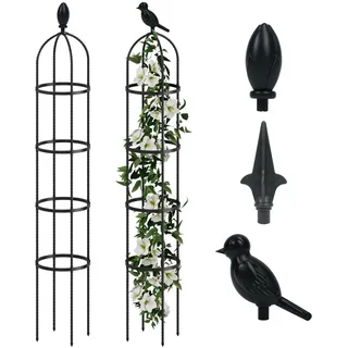 Bamworld 175 cm Garten Obelisk Rankgitter für Kletterpflanzen, Rundes Metall Pflanzen Spalier für Rosen Clematis Jasmin, Rostfreies Gitter für Innen- und Außenbereich