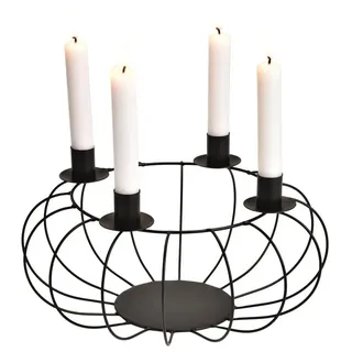 Moderner Adventskranz aus schwarzem Metall – Kerzenhalter für 4 Stabkerzen – Ø 30 cm – stilvolle Weihnachtsdeko für Dein Zuhause