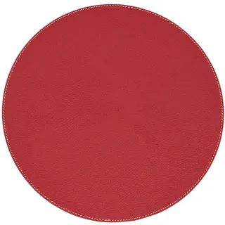 Nikalaz 1 Stück Rund Platzdecken, Rund Platzset, recyceltes Leder, 33 cm (Rot)