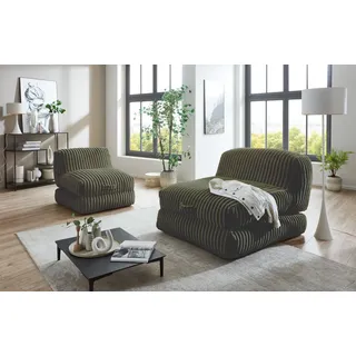 Home Affaire Lounge-Sessel Pia Megacord 106 x 84 x 125 cm Grün mit Schlaffunktion