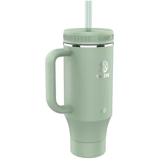 Takeya Edelstahlbecher mit Deckel und zwei Strohhalmen, Premium-Qualität, doppelwandig isoliert, mit Griff, hält Getränke bis zu 24 Stunden kalt, Matcha