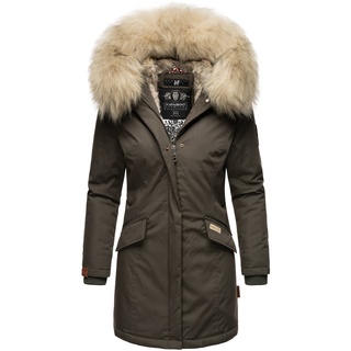 NAVAHOO Damen stylischer Wintermantel Winterparka mit Kunstfell-Kapuze Cristial