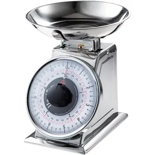 Tada 5 kg analoge mechanische Küchenwaage mit Schüssel, Tara-Funktion, Retro-Stil, Edelstahl