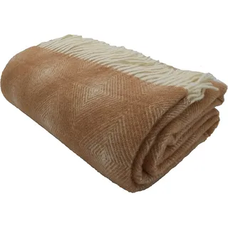 fair de luxe Wolldecke Plaid 100 x 150 cm Braun/Beige