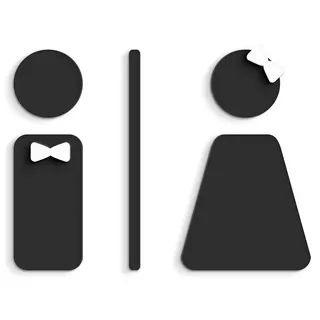 Signs - Geprägte WC-Türschilder toilette SA119, selbstklebend - Moderne Damen Herren Toilettenschilder für Badezimmer (1 Mann + 1 Frau, Schwarz)