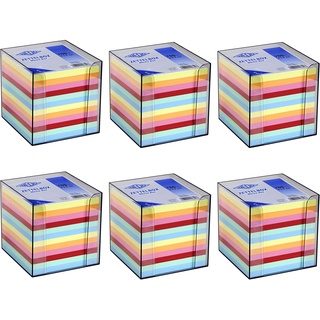 WEDO Zettelbox Kunststoff (9x9 cm, rauchglas gefüllt, 700 Blatt, 6 farbig) (6X Zettelbox)