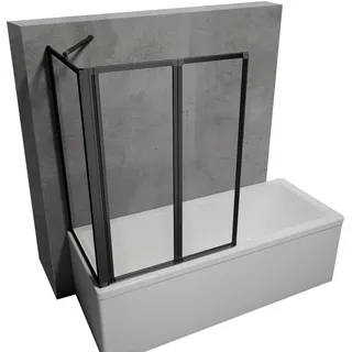 Schulte Duschwand zum Kleben, 89x121cm, 2-teilig Schwarz matt