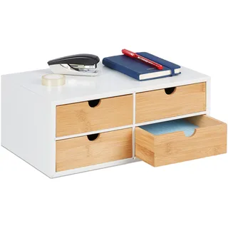 Relaxdays Schreibtisch Organizer 4 Schubladen Weiß