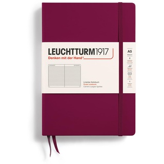 LEUCHTTURM1917 359691 Notizbuch Medium (A5) Hardcover, 251 nummerierte Seiten, liniert, Port Red