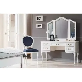 JVmoebel Schminktisch Spiegel Luxus Kommode Schlafzimmer Barock Rokoko Möbel, Made in Europa weiß