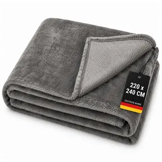 Wohndecke "Celina" kuschelig warm, Bestlivings, Mikrofaser, beidseitig flauschig, wärmend, formstabil, 30°C waschbar grau 220 cm x 240 cm