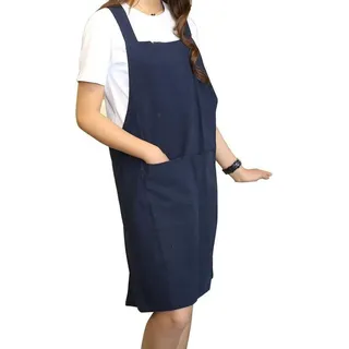 Famanu Schürze Japanischer Stil aus Baumwolle-Leinen mit Taschen - Kreuzbandverschluss für Flexibilität