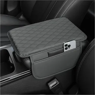 FCOLTIFQ Auto Leder Armlehnen Polster Für VW ID3 ID.3 / Cupra Born 2020-2024, Memory Foam Armlehnenkissen Mittelkonsole Abdeckung Mittelarmlehne Pad Mittelkonsole Schutz mit 2 Aufbewahrungstaschen