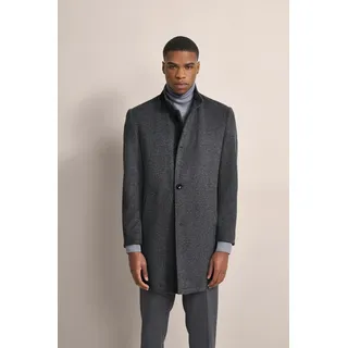 Kurzmantel BUGATTI, Herren, Gr. 58, grau (dunkelgrau), 46% Polyester, 36% Wolle, 9% Baumwolle, 6% Viskose, 3% sonstige Fasern, unifarben, slim fit, normaler Saum, Mäntel Kurzmantel, mit Stretchfunktion