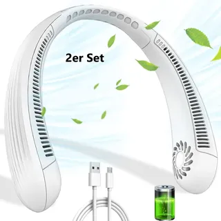 Infactory Mobiler Akku-Doppelventilator zum Umhängen, 3 Geschwindigkeitsstufen