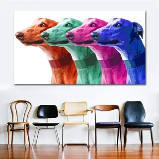Pop Art Leinwand Malerei Poster druckt Windhund Tier Ölgemälde moderne bunte Wandkunst Bild, für Wohnzimmer Dekoration Kein Rahmen (Size : 60X120CM NO FRAME)