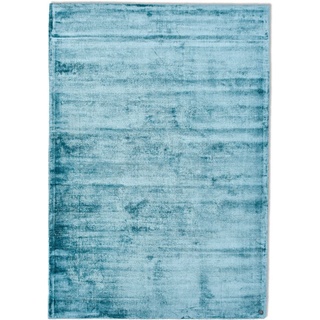 Teppich Shine uni, TOM TAILOR HOME, rechteckig, Höhe: 8 mm, Handweb Teppich, 100% Viskose, handgewebt, mit elegantem Schimmer blau 65 cm x 135 cm x 8 mm