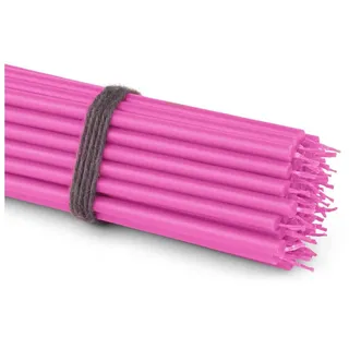 NKlaus Standkerzenhalter 50x Stabkerzen Rosa Rußfrei Tropffrei dünn L 16cm Premium Paraffinwach rosa