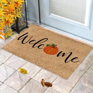 Welcome Fall Fußmatte Dekorative KürbisFußmatte Dekorative Fußmatte Bodenmatte HerbstFußmatten Outdoor Willkommen Türmatte Thanksgiving Teppich Rutschfest Halloween Türmatte Bodenmatte (A-A, 40x60cm)
