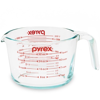Pyrex Messbecher aus Glas für 4 Tassen zum Backen und Kochen, spülmaschinen-, gefrierschrank-, mikrowellen- und vorgeheizt, ofenfest