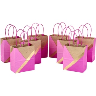 Hallmark 5EGB6395, steifer Griff, Pink, 8 Stück Geschenkbeutel, Papier, Geschenktüten-Set, klein, Rosa