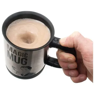 Goods+Gadgets Tasse GOODS+GADGETS Kaffeebecher selbstrührend–Edelstahl Tasse & Trinkbecher, Edelstahl, Kaffeebecher Kaffeetasse Thermosbecher schwarz|silberfarben